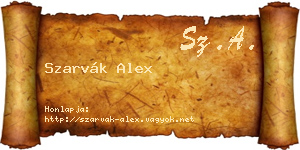 Szarvák Alex névjegykártya